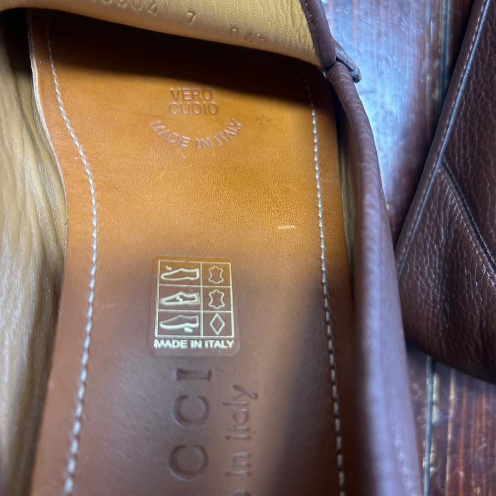 Gucci mens brown loafers slippers size 7 genuine leather - Picture 9 of 10